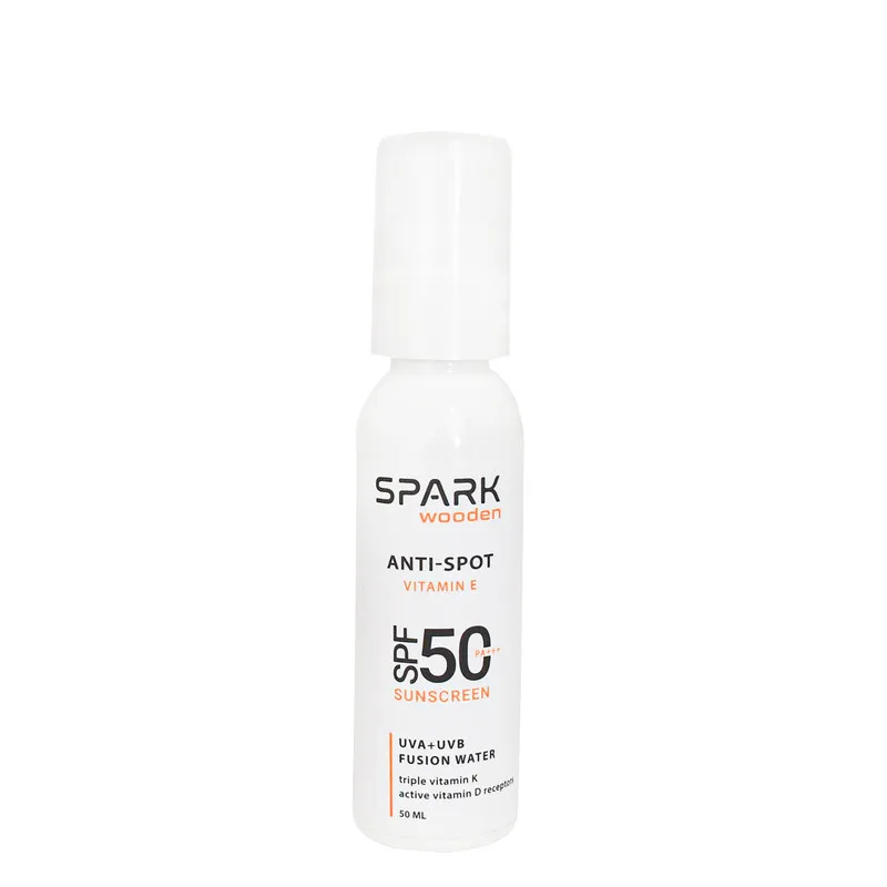 کرم ضد آفتاب بی‌رنگ دست و صورت و بدن اسپارک وودن SPF 50 مدل ویتامین E ‌مناسب برای انواع پوست حجم 50 میلی‌لیتر