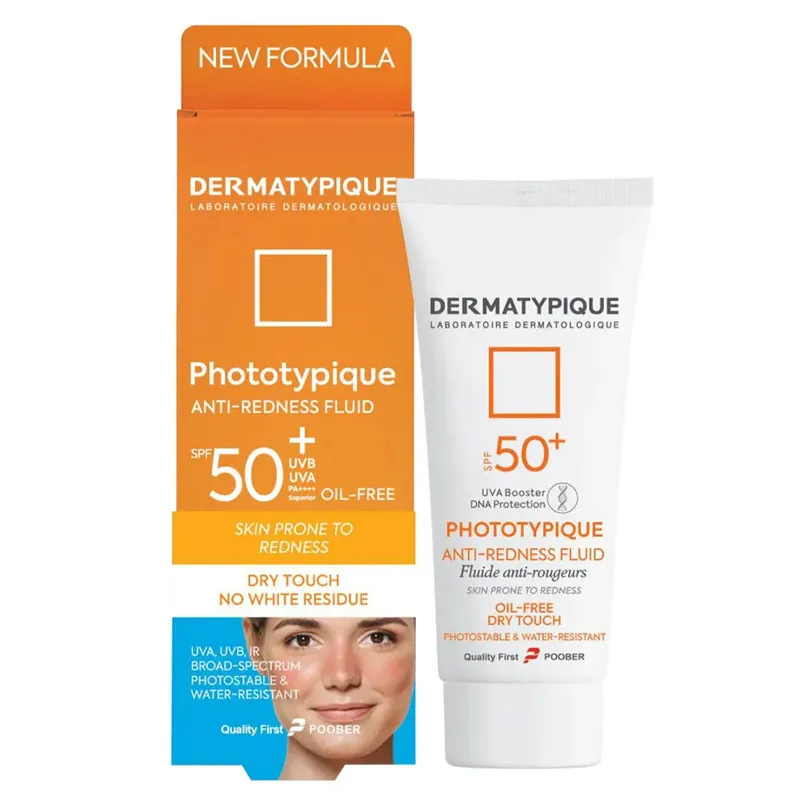 فلوئید ضد آفتاب بی‌رنگ صورت درماتیپیک SPF50 مدل ANTI-REDNESS FLUID محافظ در برابر UVA,UVB مناسب برای پوست قرمز و حساس حجم 40 میلی لیتر - تصویر 2