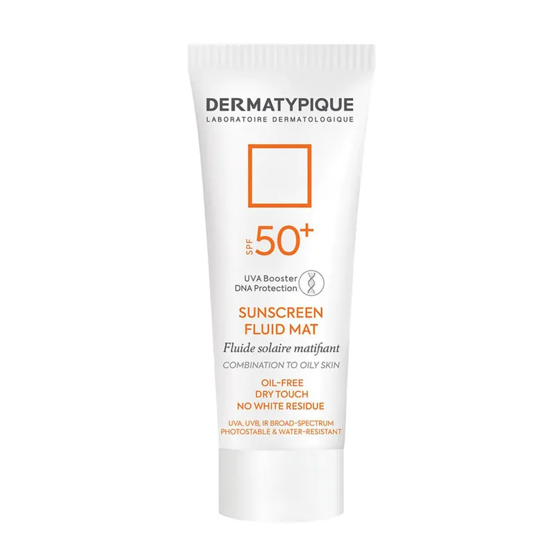 فلوئید ضد آفتاب بی‌رنگ صورت درماتیپیک SPF50 مدل FLUID MAT محافظ در برابر UVA,UVB مناسب برای پوست چرب حجم  50 میلی لیتر - تصویر 2