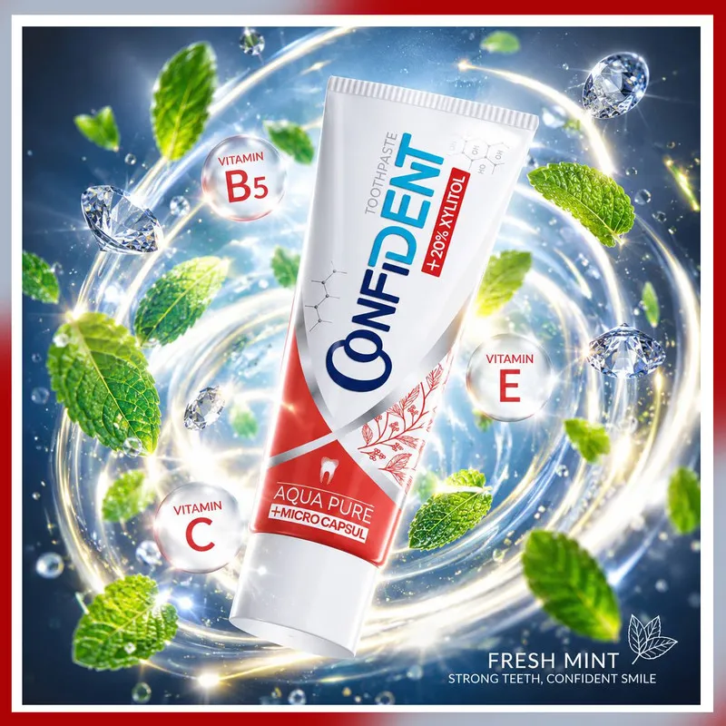 خمیر دندان ضد پوسیدگی کانفیدنت مدل Aqua-Pure06 مناسب برای انواع دندان حجم 100 میلی لیتر مجموعه 6 عددی - تصویر 3