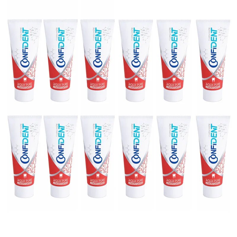 خمیر دندان ضد پوسیدگی کانفیدنت مدل Aqua-Pure012 مناسب برای انواع دندان حجم 100 میلی لیتر مجموعه 12 عددی