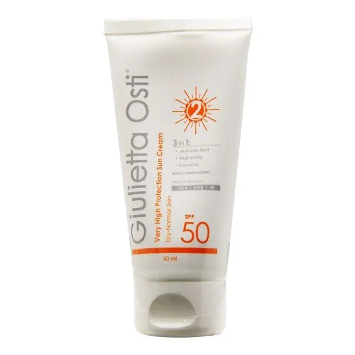 کرم ضد آفتاب بی رنگ جولیتا اُستی SPF 50 مدل 3 در 1 محافظ UVA ،UVB و PA+++،مناسب برای پوست معمولی و خشک حجم 50 میلی‌لیتر - تصویر 2