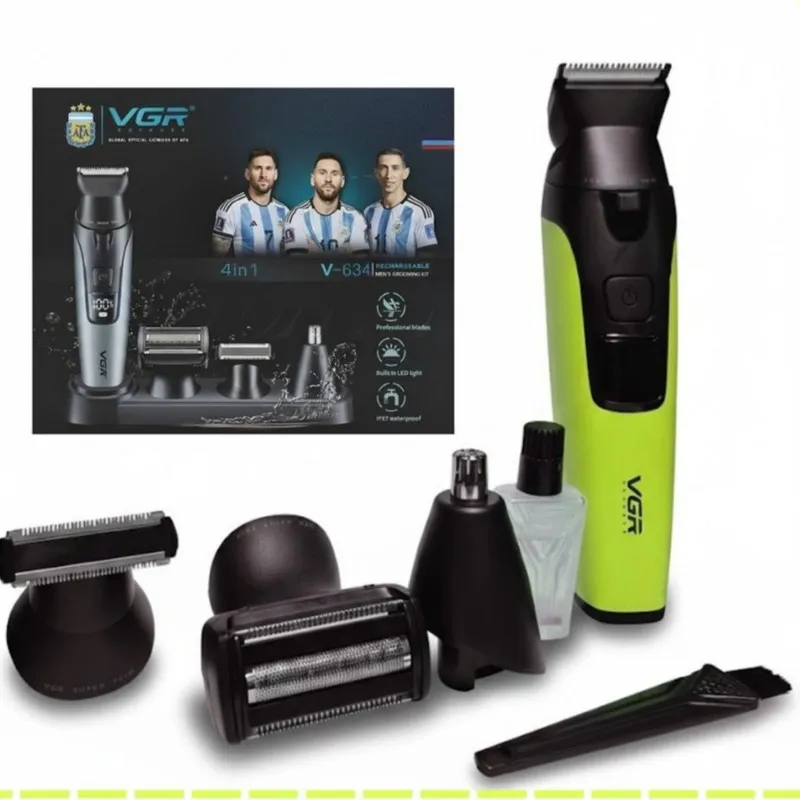 ست ماشین اصلاح موی صورت و بدن شارژی وی جی ار مدل V-634 4in1 - تصویر 2