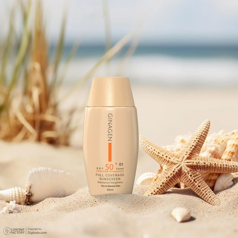 کرم ضد آفتاب رنگی ژیناژن، SPF 50، مدل 01، ‌مناسب پوست‌های خشک و نرمال با تنالیته متوسط و حجم 50 میلی‌لیتر، ضد آب، فاقد پارابن، محافظت‌کننده در برابر اشعه‌های UVA و UVB، ارای فرمولا - نمای 3
