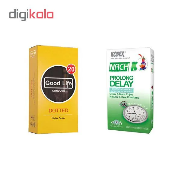 کاندوم ناچ کدکس مدل Prolong delay بسته 12 عددی به همراه کاندوم گودلایف مدل Dotted بسته 12 عددی - تصویر 2