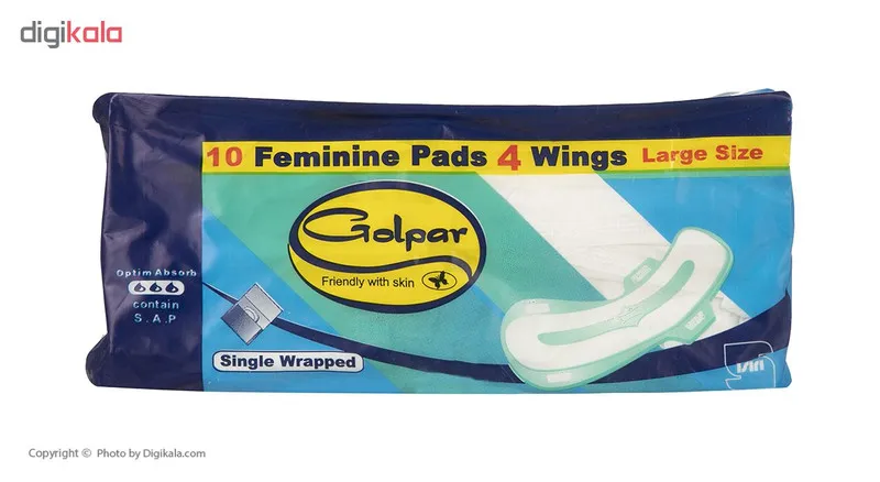 نوار بهداشتی بالدار بزرگ گل پر مدل 4Wings بسته 10 عددی - تصویر 3