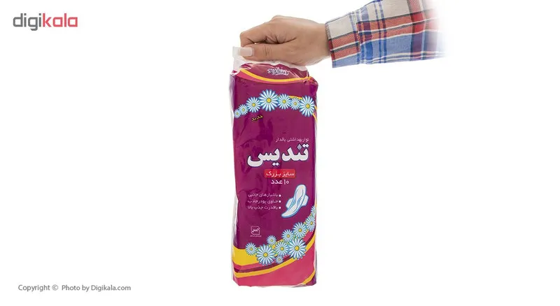نوار بهداشتی بالدار تندیس مدل Groved بسته 6 عددی - تصویر 2