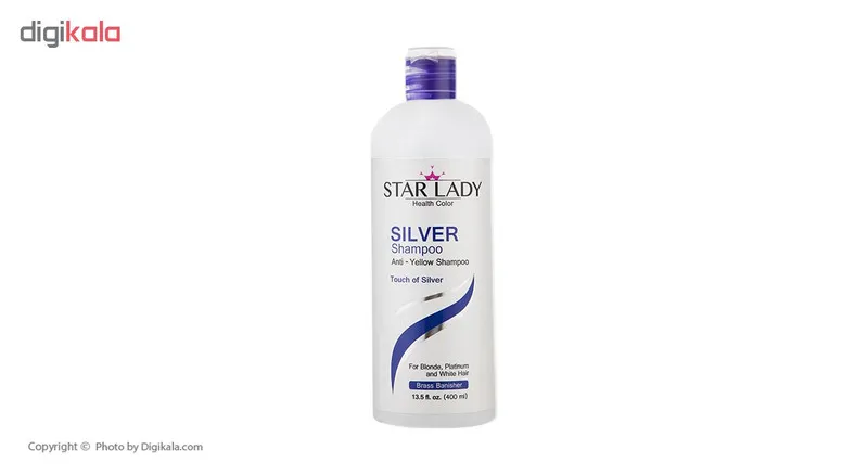 شامپو ضد زردی استار لیدی مخصوص موهای رنگ شده، حجم 400 میلی‌لیتر مدل Silver، افزایش درخشندگی مو - تصویر 3