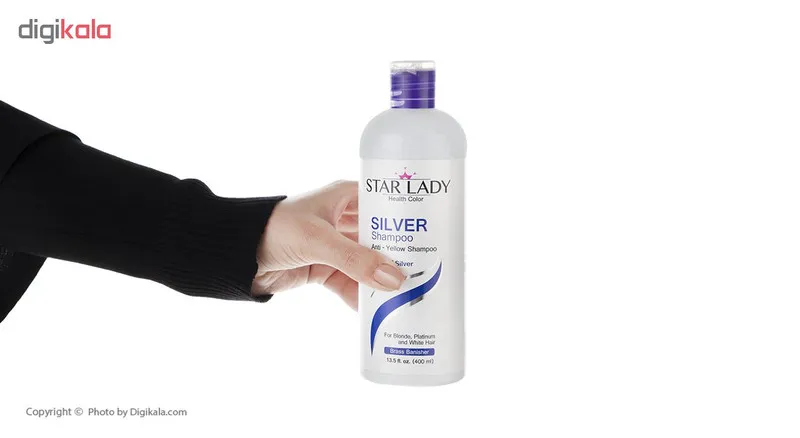 شامپو ضد زردی استار لیدی مخصوص موهای رنگ شده، حجم 400 میلی‌لیتر مدل Silver، افزایش درخشندگی مو - تصویر 6