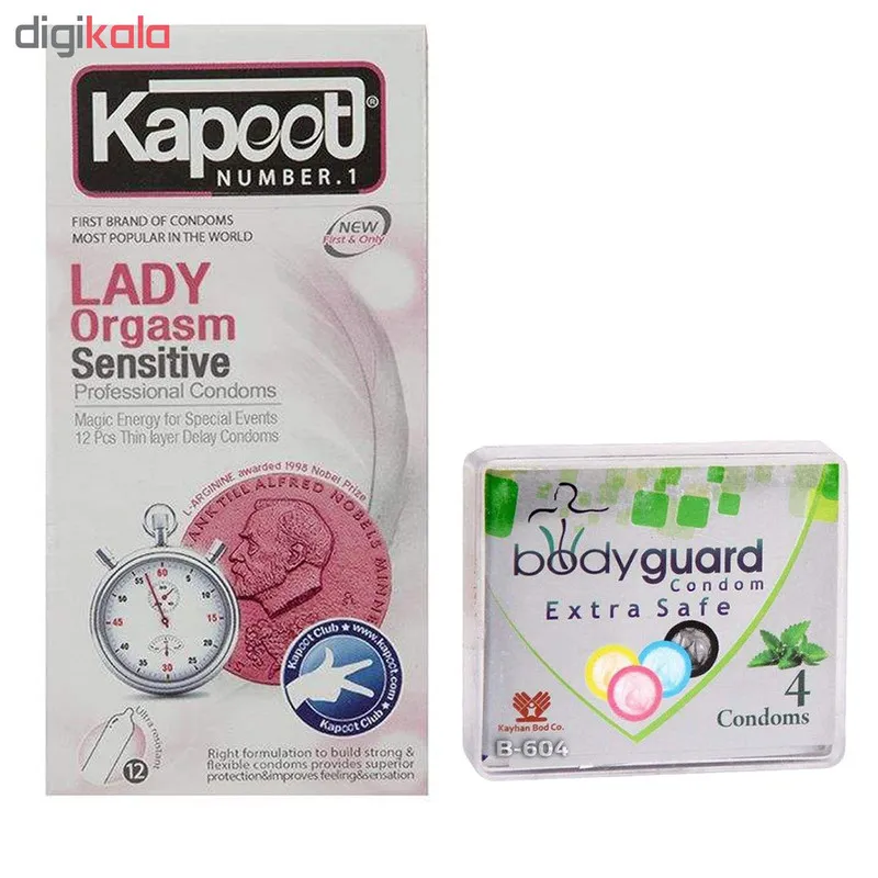 کاندوم کاپوت مدل Lady بسته 12 عددی به همراه کاندوم بادی گارد مدل اکسترا سیف بسته 4 عددی - تصویر 2