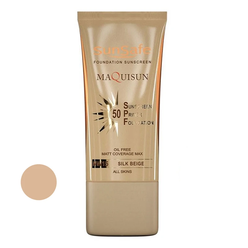 کرم ضد آفتاب رنگی سان‌سیف، 50 SPF، مدل MAQUISUN NW15، مناسب انواع پوست تنالیته با متوسط و حجم 40 میلی‌لیتر، محافظت‌کننده در برابر اشعه‌های UVA و UVB، بدون عطر، محافظت‌کننده پوست در - نمای 1