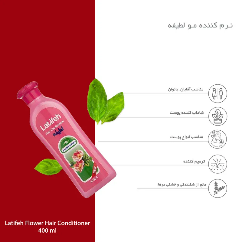 نرم کننده مو لطیفه مدل Flower حجم 400 میلی لیتر - تصویر 5