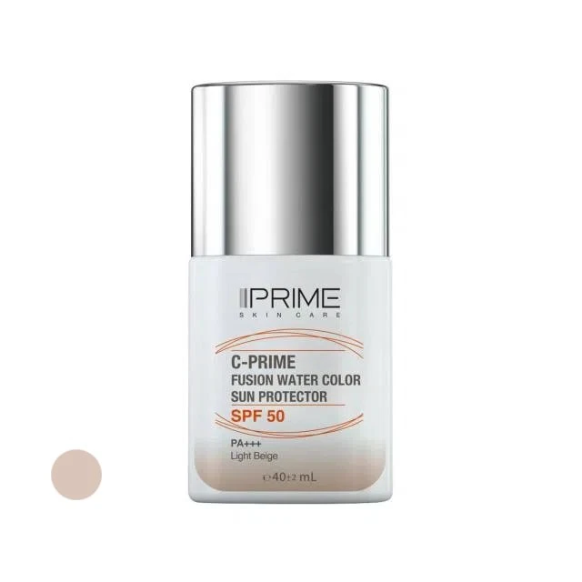 فلوئید ضد آفتاب رنگی پرایم، SPF 50، مدل فیوژن واتر، مناسب انواع پوست با تنالیته روشن و حجم 40 میلی لیتر، محافظتکننده در برابر اشعههای PA++++ ،UVA ،UVB، دارای فرمولاسیون فاقد چر - نمای 1