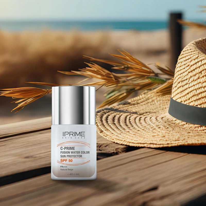 فلوئید ضد آفتاب رنگی پرایم، SPF 50، مدل فیوژن واتر، مناسب انواع پوست با تنالیته روشن و حجم 40 میلی لیتر، محافظتکننده در برابر اشعههای PA++++ ،UVA ،UVB، دارای فرمولاسیون فاقد چر - نمای 3