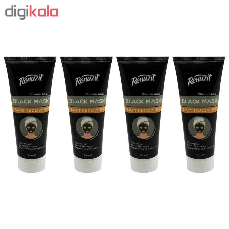 ماسک صورت رینو زیت مدل Black mask carbon active حجم 75 میلی لیتر مجموعه 4 عددی - تصویر 2