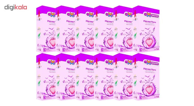 کاندوم ایکس دریم مدل Flavour Wave مجموعه 12 عددی - تصویر 2