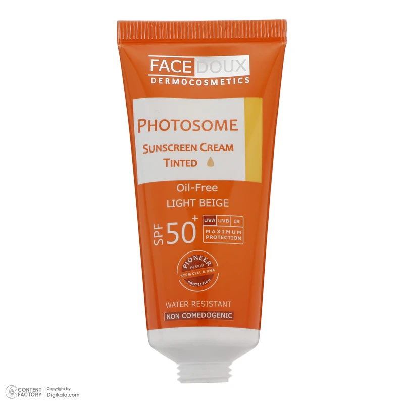 کرم ضد آفتاب رنگی فیس دوکس، SPF 50، مدل فتوزوم، مناسب انواع پوست با تنالیته روشن و حجم 40 میلیلیتر، غیر کومدونزا، ضد آب، محافظتکننده در برابر اشعههای UVA و UVB، دارای فرمولاسیو - نمای 4