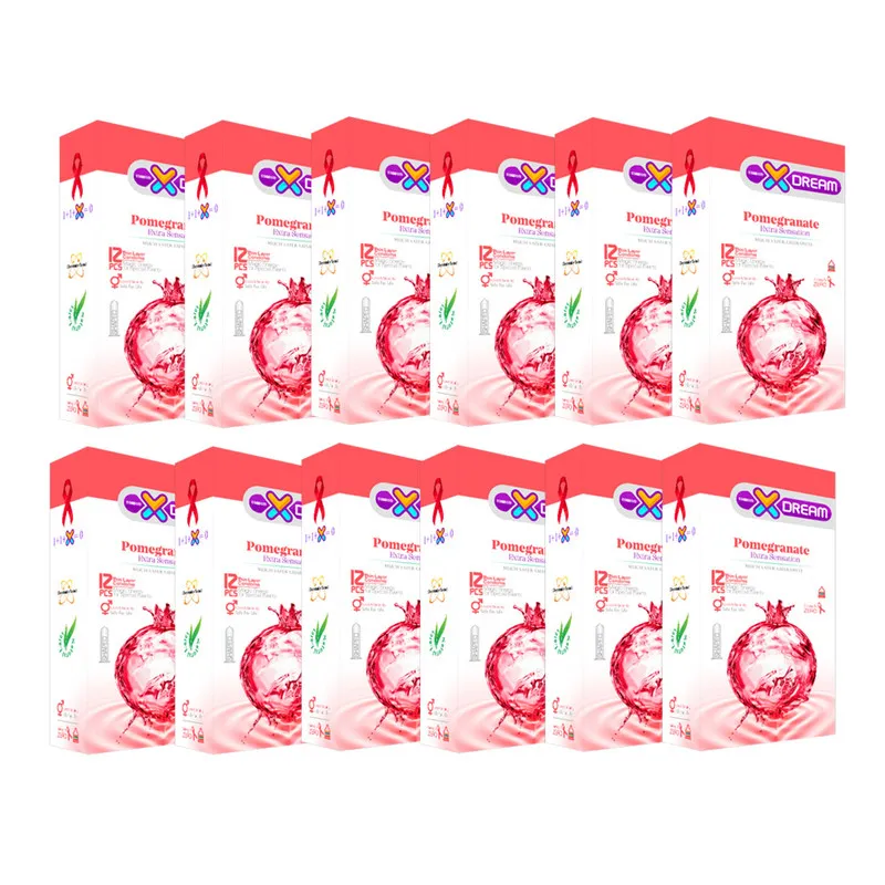 کاندوم ایکس دریم مدل pomegranate مجموعه 12 عددی