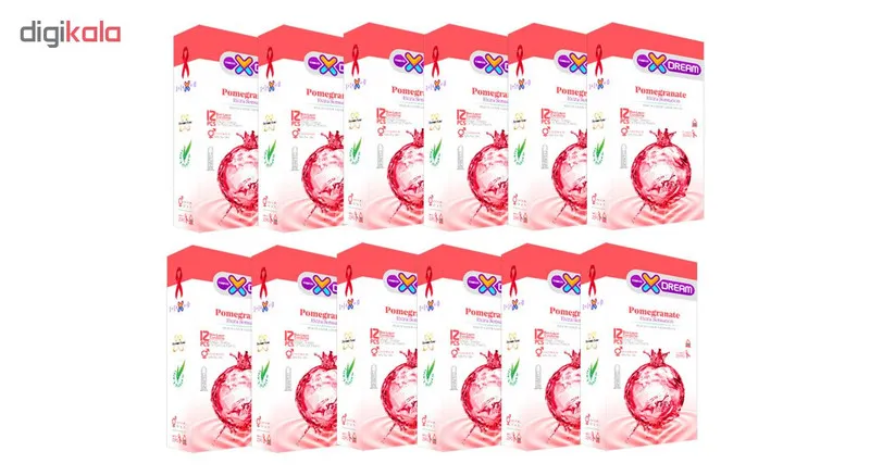 کاندوم ایکس دریم مدل pomegranate مجموعه 12 عددی - تصویر 2