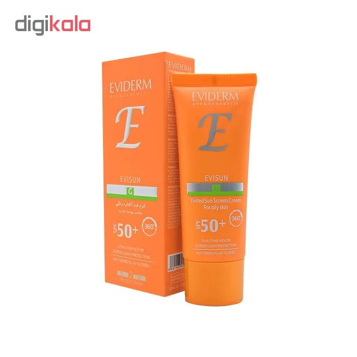کرم ضد آفتاب رنگی اویدرم SPF50 مدل Evisun مناسب پوست های چرب حجم 40 میلی لیتر  - تصویر 2