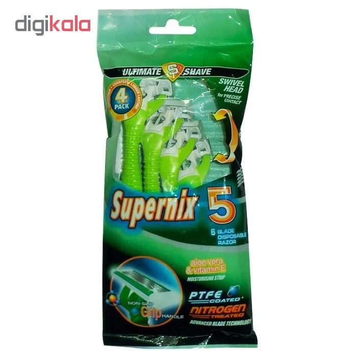 خود تراش سوپرنیکس مدل 5 blade بسته 4 عددی - تصویر 3