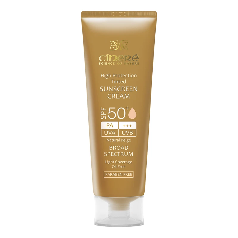 کرم ضد آفتاب رنگی سینره، SPF 50، مدل Natural Beige، مناسب انواع پوست با تنالیته متوسط و حجم 50 میلی‌لیتر، محافظت‌کننده در برابر اشعه‌های UVA و UVB، مرطوب‌کننده و فاقد پارابن، PA+++ - نمای 2