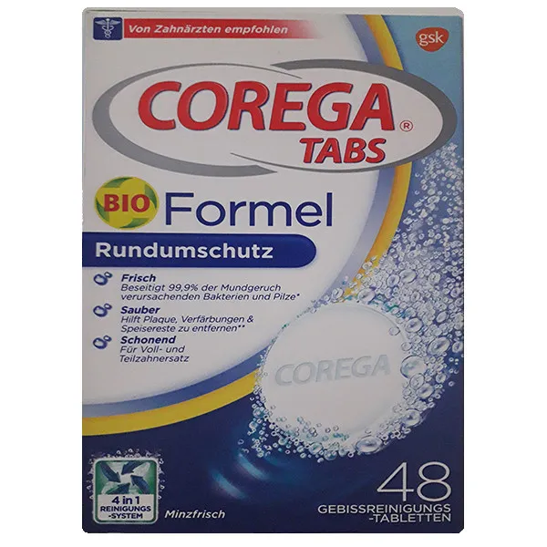 قرص تمیز کننده دندان مصنوعی کورگا مدل Formel بسته 48 عددی