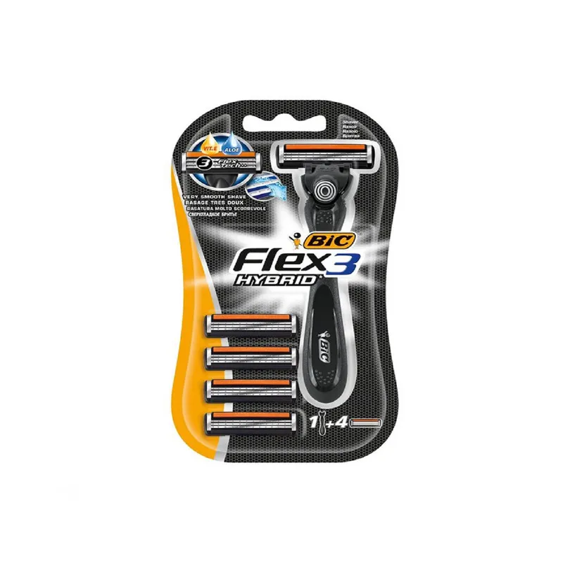 خود تراش بیک مدل Flax 3 Hybrid به همراه تیغ یدک بسته 4 عددی