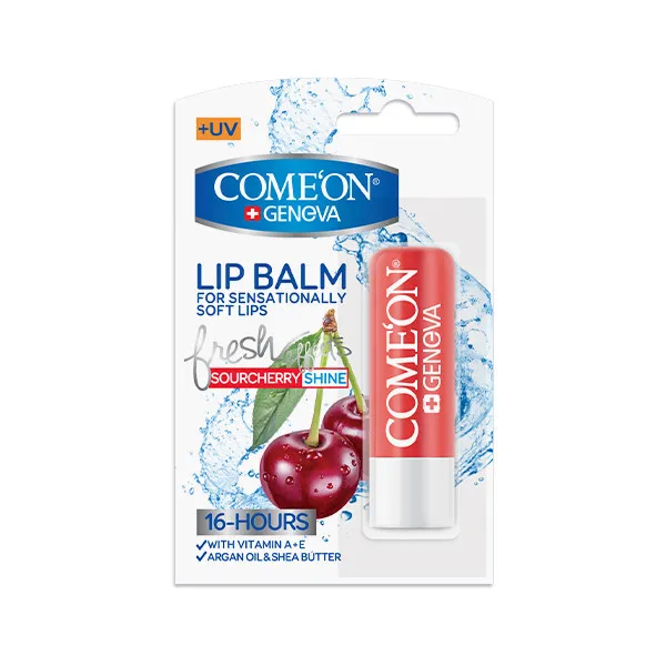 بالم لب کامان مدل SOUR CHERRY SHINE با ویتامین A و E، روغن آرگان و شی باتر، مرطوبکننده و رفع خشکی لب با عصاره آلبالو و عطری مطبوع - تصویر 2