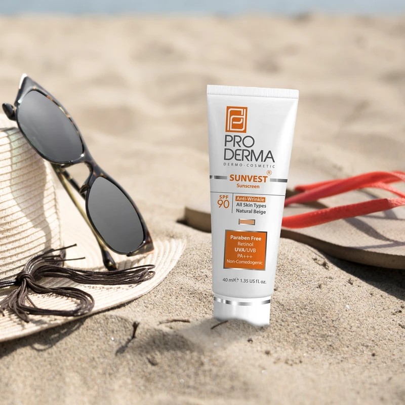 کرم ضد آفتاب رنگی پرودرما، SPF 90، مدل 90 Sunvest، مناسب انواع پوست  با تنالیته متوسط و حجم 40 میلی لیتر، ضدآب، فاقد پارابن، محافظت‌کننده در برابر  اشعه‌های UVA و UVB و غیر کومدون‌ - نمای 2