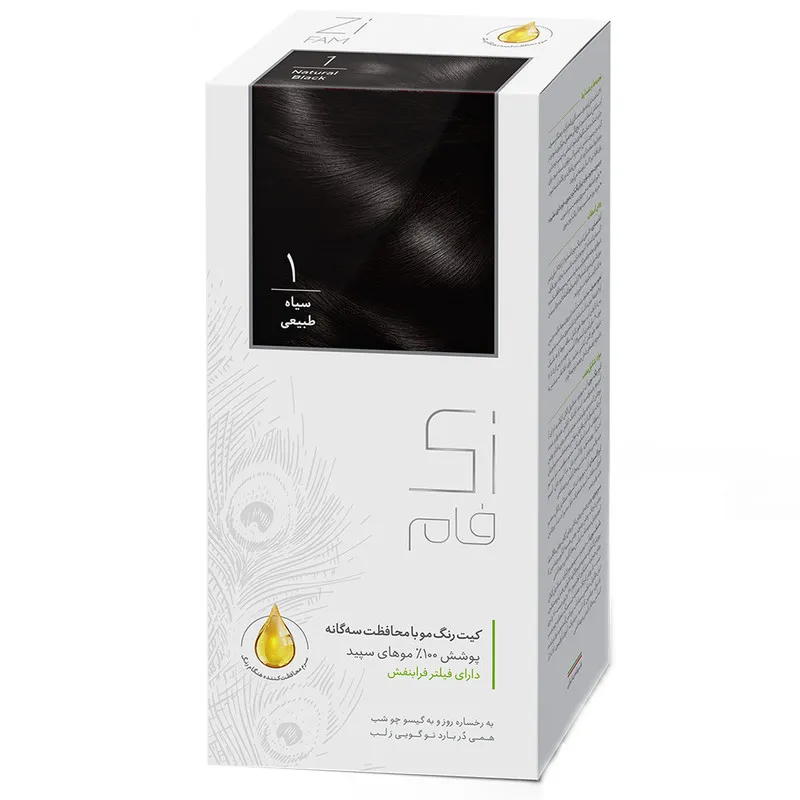 کیت رنگ مو زی فام شماره 1 حجم 50 میلی لیتر سیاه طبیعی - تصویر 2