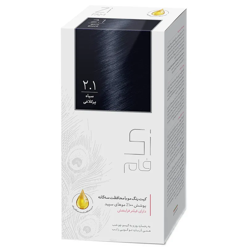 کیت رنگ مو زی فام شماره 2.1 حجم 50 میلی لیتر سیاه پر کلاغی - تصویر 2