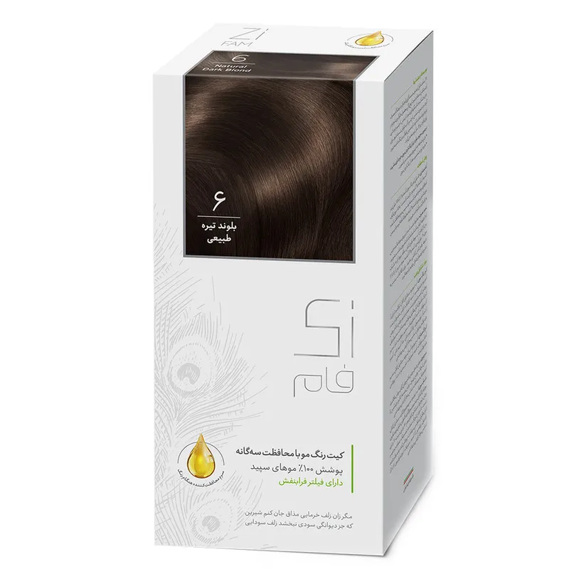 کیت رنگ مو زی فام شماره 6 حجم 50 میلی لیتر بلوند تیره طبیعی - تصویر 2