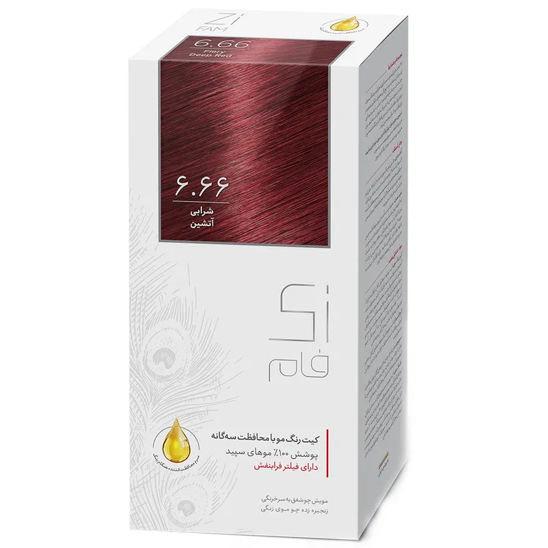 کیت رنگ مو زی فام شماره 6.66 حجم 50 میلی لیتر شرابی آتشین - تصویر 2