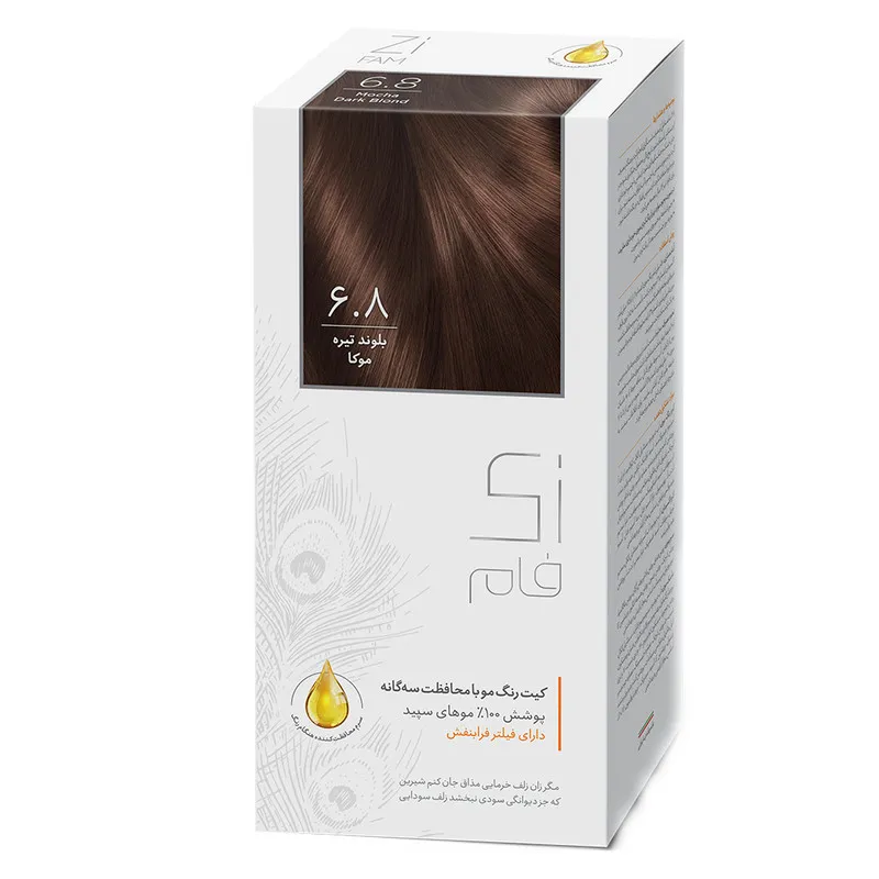 کیت رنگ مو زی فام شماره 6.8 حجم 50 میلی لیتر بلوند تیره موکا - تصویر 2