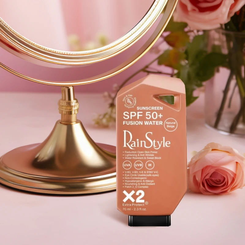 کرم ضدآفتاب رنگی رین استایل، SPF50، مدل فیوژن واتر، مناسب انواع پوست با تنالیته متوسط و حجم 70 میلی‌لیتر، ضد آب، محافظت‌کننده در برابر اشعه‌های UVA و UVB، غیر کومدون‌زا و فاقد پارا - نمای 1
