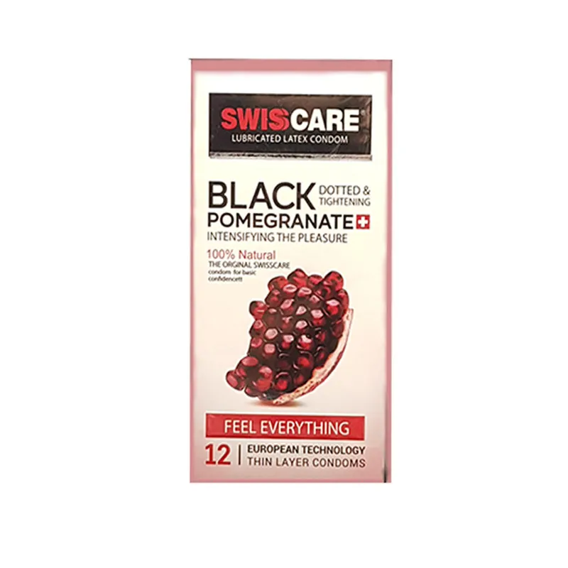 کاندوم سوئیس کر مدل BLACK POMEGRANATE بسته 12 عددی - تصویر 2