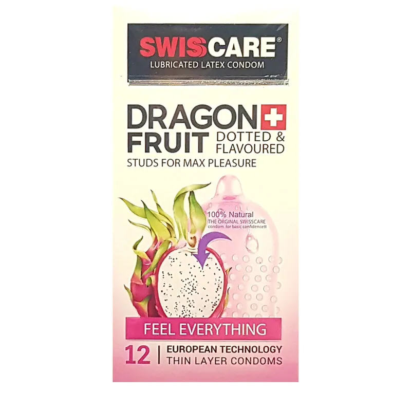 کاندوم سوئیس کر مدل DRAGON FRUIT بسته 12 عددی - تصویر 2