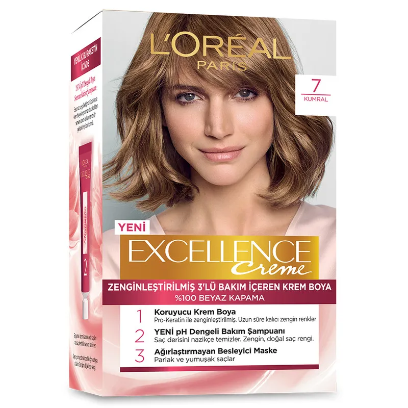 کیت رنگ مو لورآل مدل Excellence شماره 7 حجم 50 میلی لیتر رنگ بلوند - تصویر 2