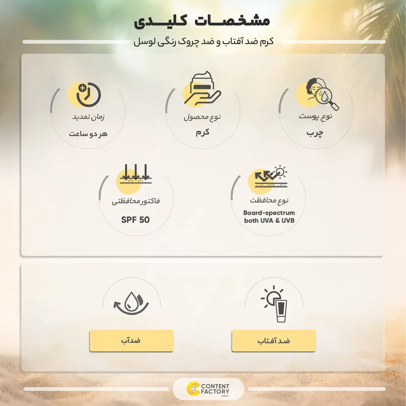 کرم ضد آفتاب و ضد چروک رنگی لوسل مدل SPF50 مناسب پوست های چرب حجم 50 میلی لیتر - تصویر 5
