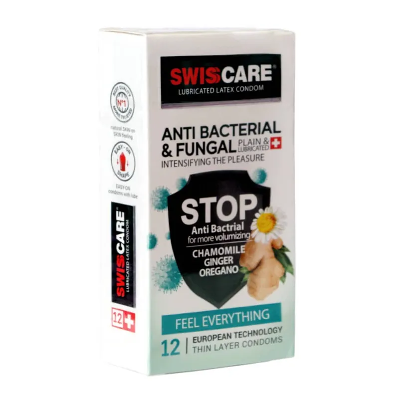 کاندوم سویس کر مدل ANTIBACTERIAL and FUNGAL بسته 12 عددی - تصویر 2