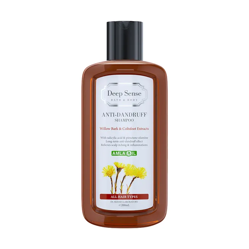 شامپو ضدشوره دیپ سنس مخصوص انواع مو، حجم 200 میلیلیتر مدل Willow Bark و Coltsfoot، حاوی اسید سالیسیلیک و پیروکتون اولامین، ضد خارش با عصاره آملا، بید و فارفارا - تصویر 2