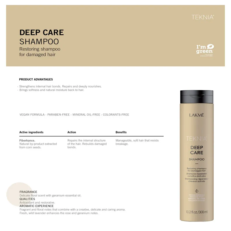 شامپو مو ترمیم کننده لاکمه مدل Deep Care حجم 300 میلی لیتر - تصویر 3
