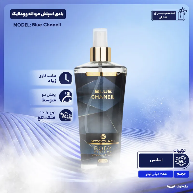 بادی اسپلش مردانه وودلایک مدل Blue Chaneil حجم 250 میلی لیتر - تصویر 4