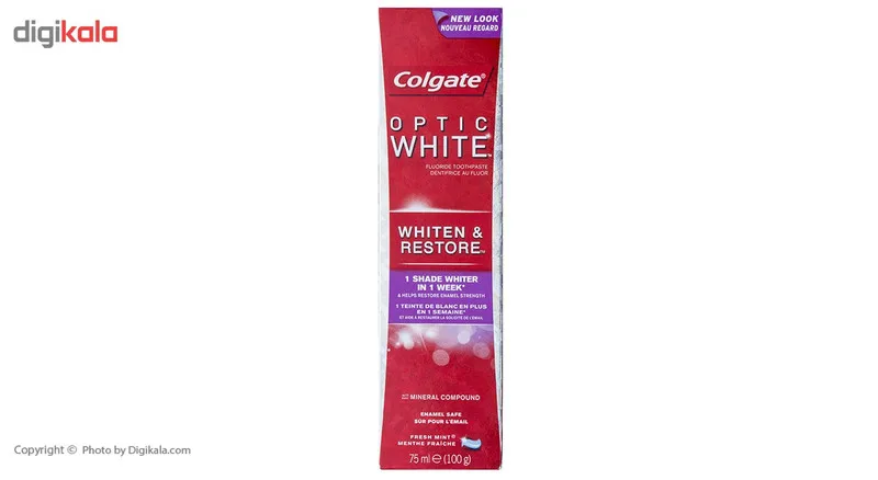خمیر دندان کلگیت سری Optic White مدل Whiten And Restore حجم 75 میلی لیتر - تصویر 4