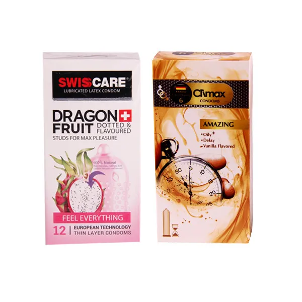 کاندوم کلایمکس مدل amazing بسته 12 عددی به همراه کاندوم سوئیس کر مدل dragon fruit بسته 12 عددی - تصویر 2