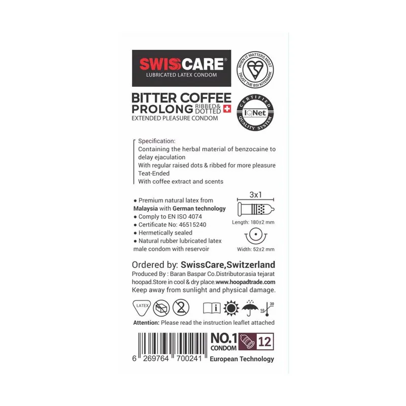 کاندوم سوئیس کر مدل Bitter Coffee prolong بسته 12 عددی - تصویر 2