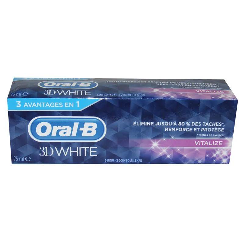 خمیر دندان اورال-بی مدل 3D WHITE مدل VITALIZE حجم 75 میلی لیتر - تصویر 3
