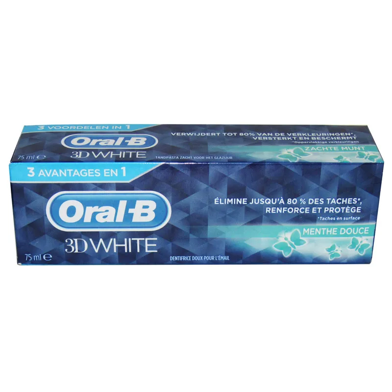 خمیر دندان اورال-بی مدل 3D WHITE مدل MENTHE DOUCE حجم 75 میلی لیتر - تصویر 2