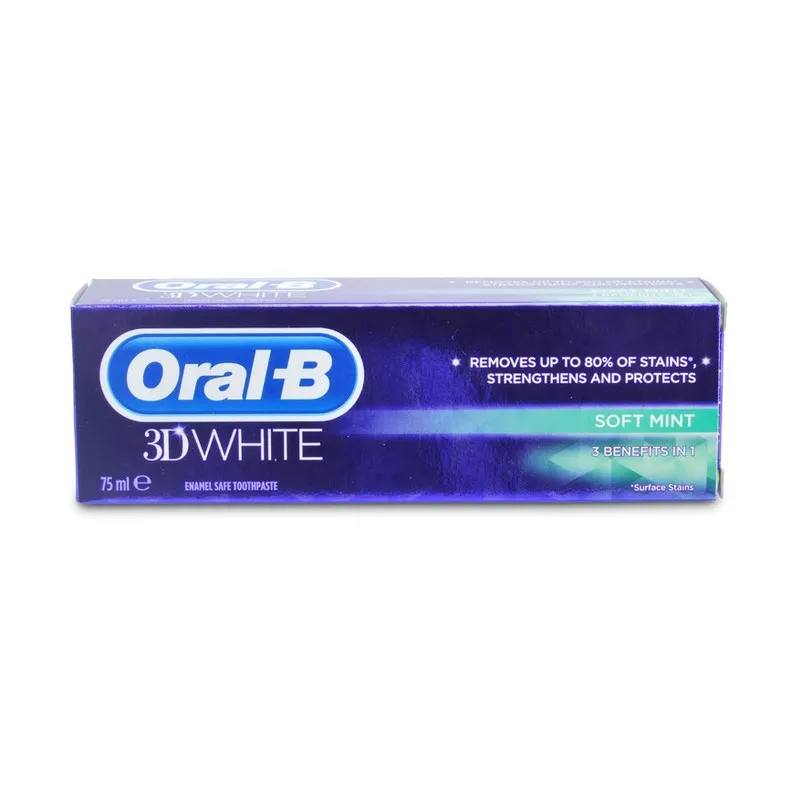 خمیر دندان اورال-بی مدل 3D White soft mint حجم 75 میلی لیتر